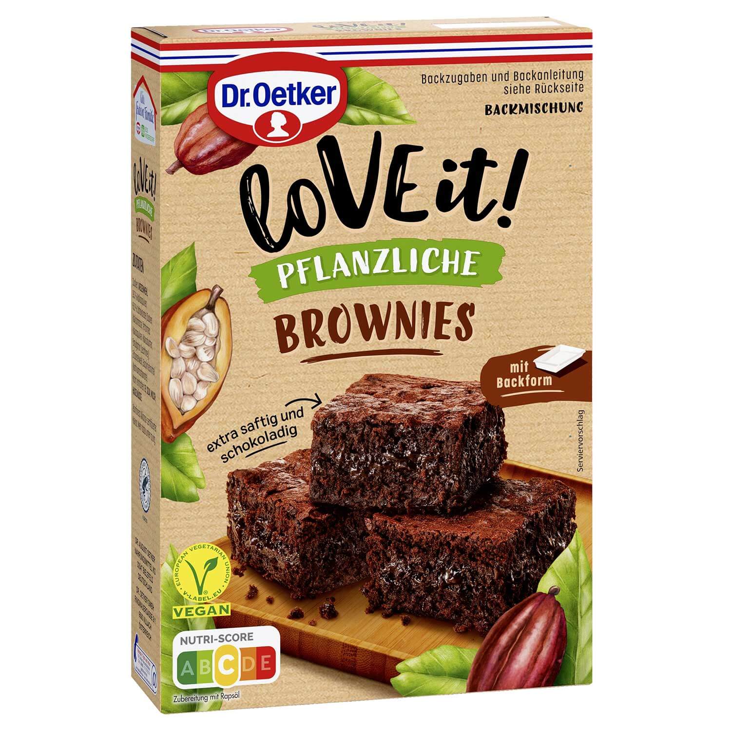 Dr. Oetker LoVE it! Pflanzliche Brownies vegan 480g Packung