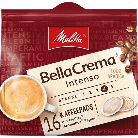 Melitta, BellaCrema, Kaffeepads, Intenso, 107g,  16er, Beutel