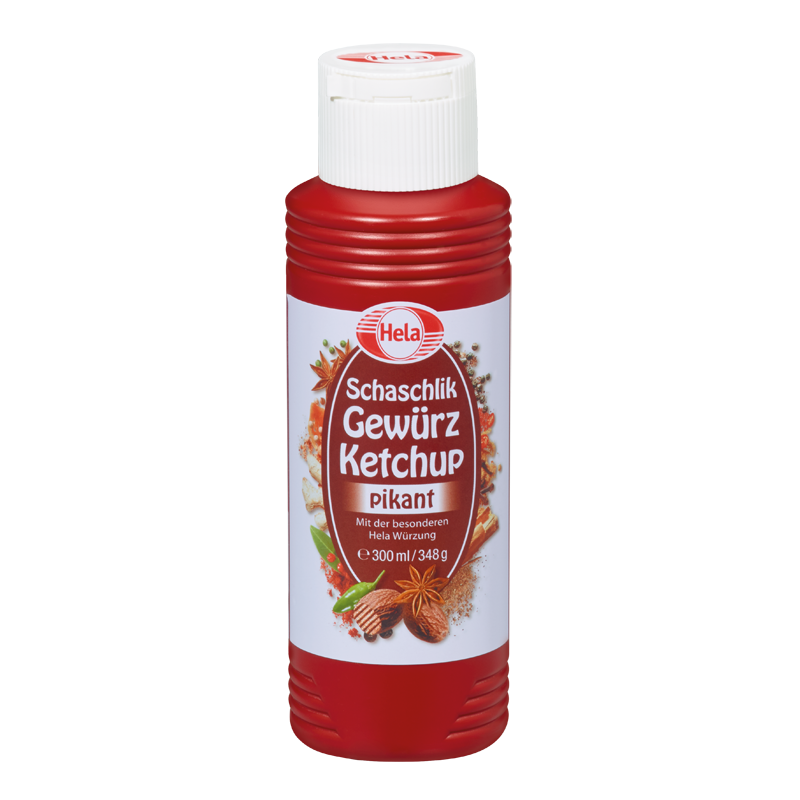 Hela Schaschlik Gewürz Ketchup pikant 300ml Flasche Hela Schaschlik Gewürz Ketchup pikant 300ml Flasche