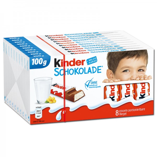 Ferrero, Kinder Riegel, Schokolade, 10 Tafel, 80 Riegel, Packung