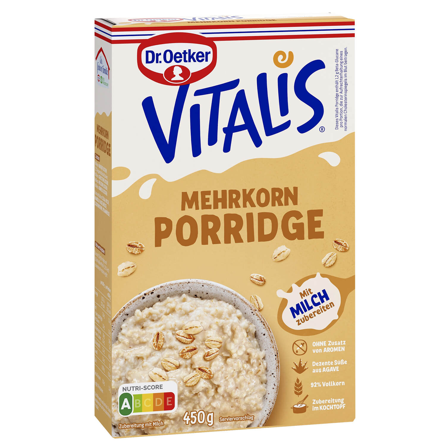 Dr. Oetker  Vitalis Porridge Mehrkorn 450g Packung