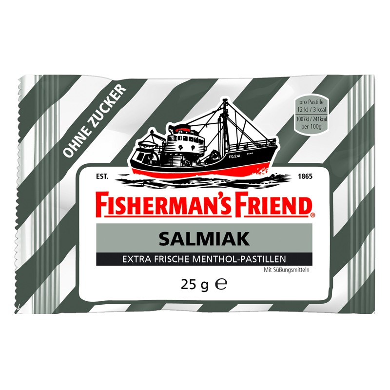 Fishermans Friend Salmiak ohne Zucker, Pastillen, 24 Beutel, 600g, Karton