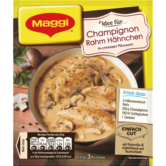 Maggi Idee für Champignon-Rahm Hähnchen 36g Beutel