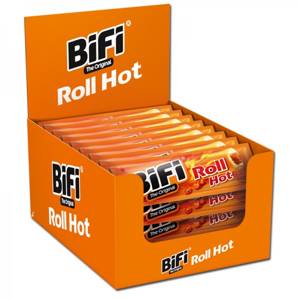 Bifi Roll Hot - Snack - Salami - Weizen-Gebäck 24 Stück Packung