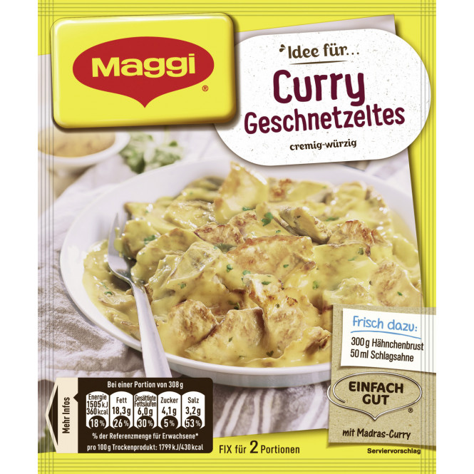 Maggi Idee für, Curry Geschnetzeltes, 41g, Beutel