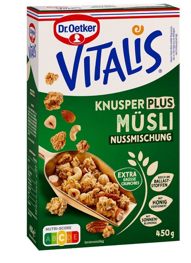 Dr. Oetker Vitalis KnusperPlus Nussmischung 450g Packung Dr. Oetker Vitalis KnusperPlus Nussmischung 450g Packung