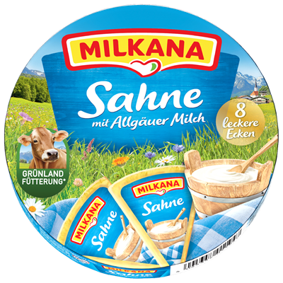 Milkana Schmelzkäse Sahne 45 % 8 Ecken - 190 g Tiegel