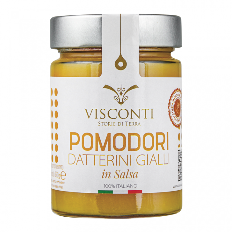 Visconti Pomodori gelbe Datterini Gialli in Salsa - pürierte Tomaten - 320g Glas