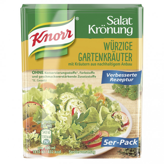Knorr. Salatkrönung Würzige Gartenkräuter, 5x8g, Beutel