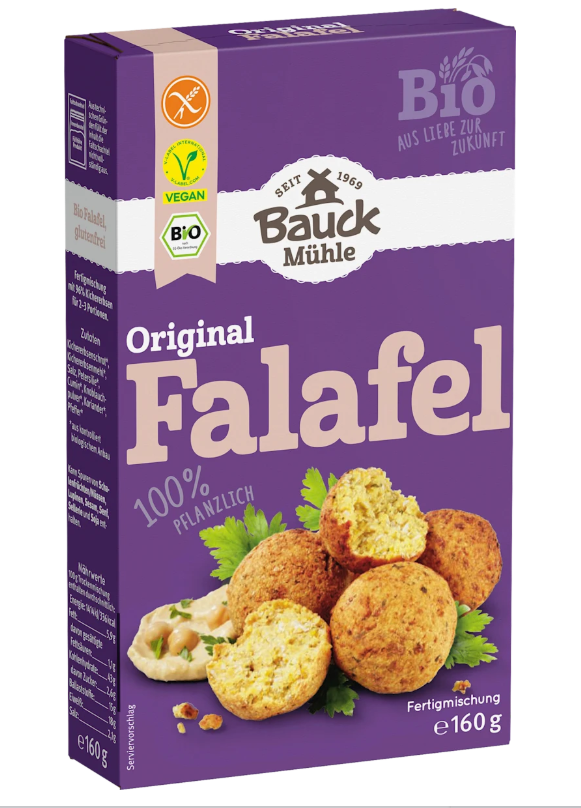 Bauck Mühle Fertigmischung Falafel, vegan, 160g Packung Bauck Mühle Fertigmischung Falafel, vegan, 160g Packung