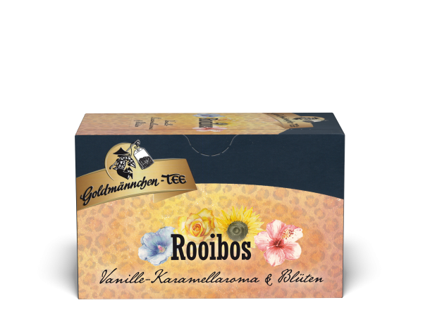 Goldmmännchen Tee Rooibos Vanille-Karamell & Blüten Karton 12 Packungen x 20 Teebeutel = 432 g netto Goldmmännchen Tee Rooibos Vanille-Karamell & Blüten Karton 12 Packungen x 20 Teebeutel = 432 g netto