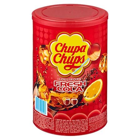 Chupa Chups Cola-Lutscher Fresh Cola Lolly 100 Stück 1200g Dose