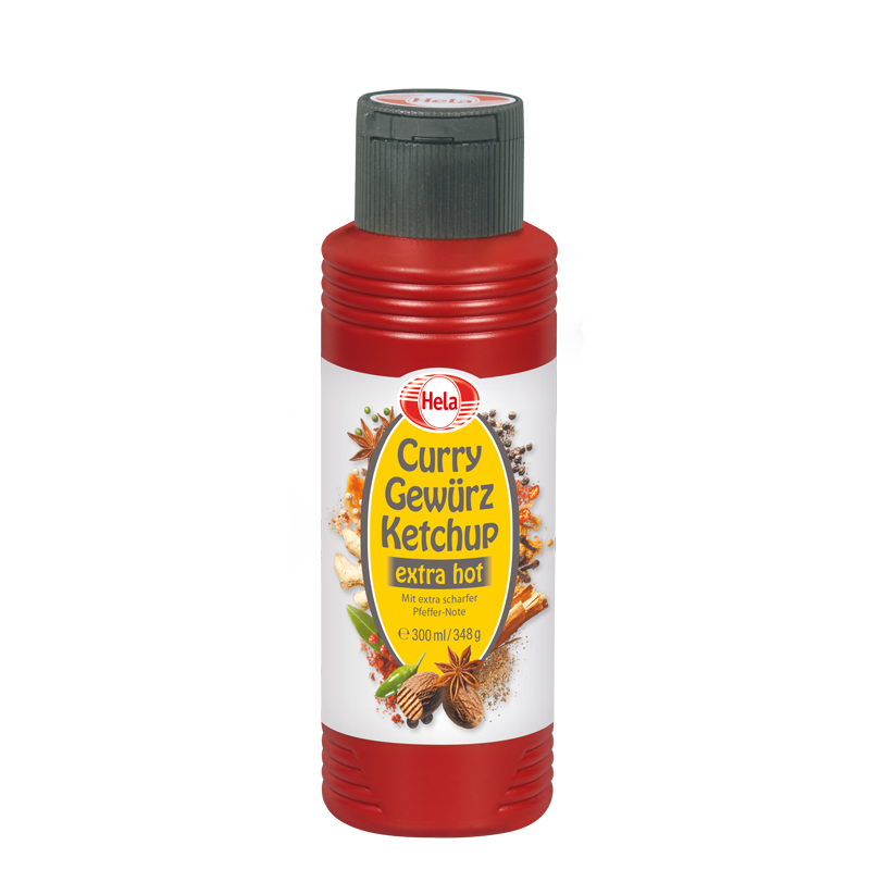 Hela, Curry Gewürz Ketchup, extra scharf, 300ml, Flasche Hela, Curry Gewürz Ketchup, extra scharf, 300ml, Flasche