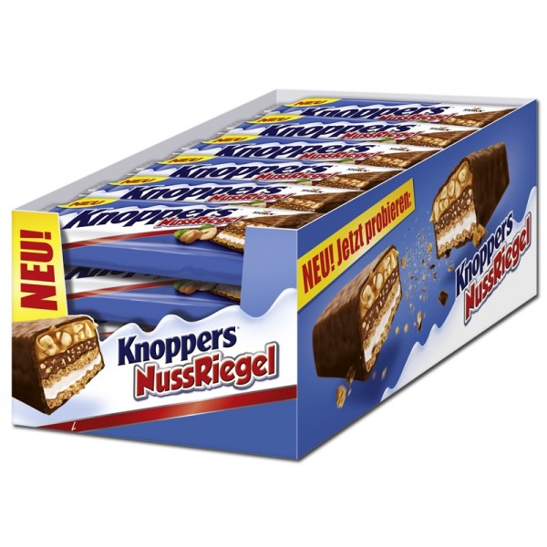Stork, Knoppers, Nussriegel, MILCH-HASELNUSS-SCHNITTE, 24x40g. Packung