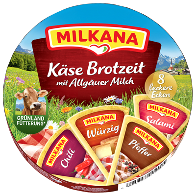 Milkana Schmelzkäse Käse Brotzeit 20-30 % 8 Ecken - 190 g Tiegel