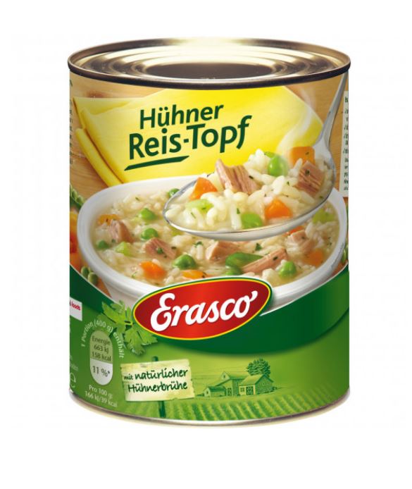 Erasco Hühner Reis-Topf mit Hühnerbrühe 800g Dose