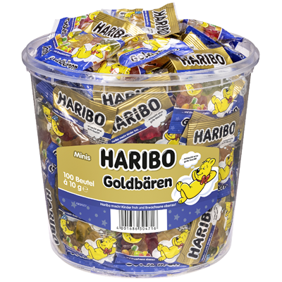 Haribo Gute Nacht Goldbären 100 Portionsbeutel à 10g - 1000g Dose
