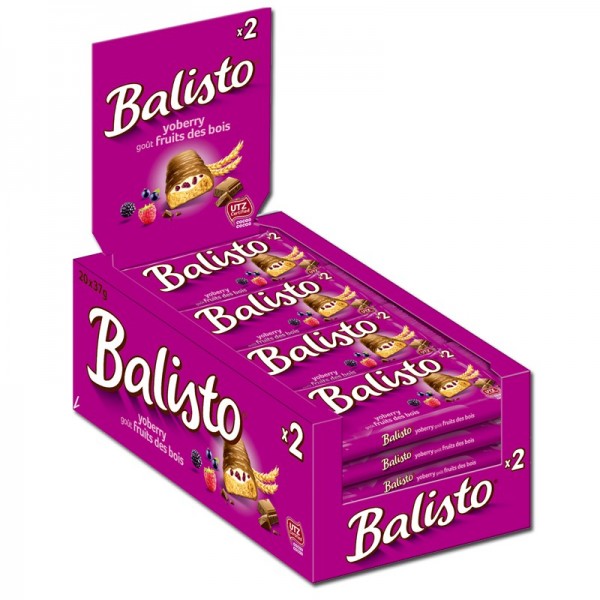 Balisto Joghurt-Beeren-Mix Schokolade 20 x37g Doppelriegel Packung