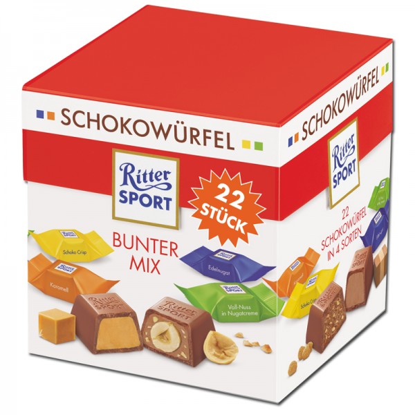 Ritter Sport Schokowürfel Bunter Mix 176g Packung