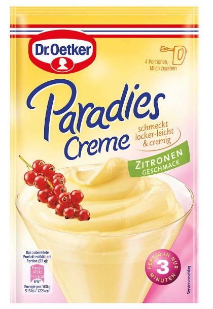 Dr. Oetker, Paradies Creme Zitronen Geschmack, 73g, Beutel
