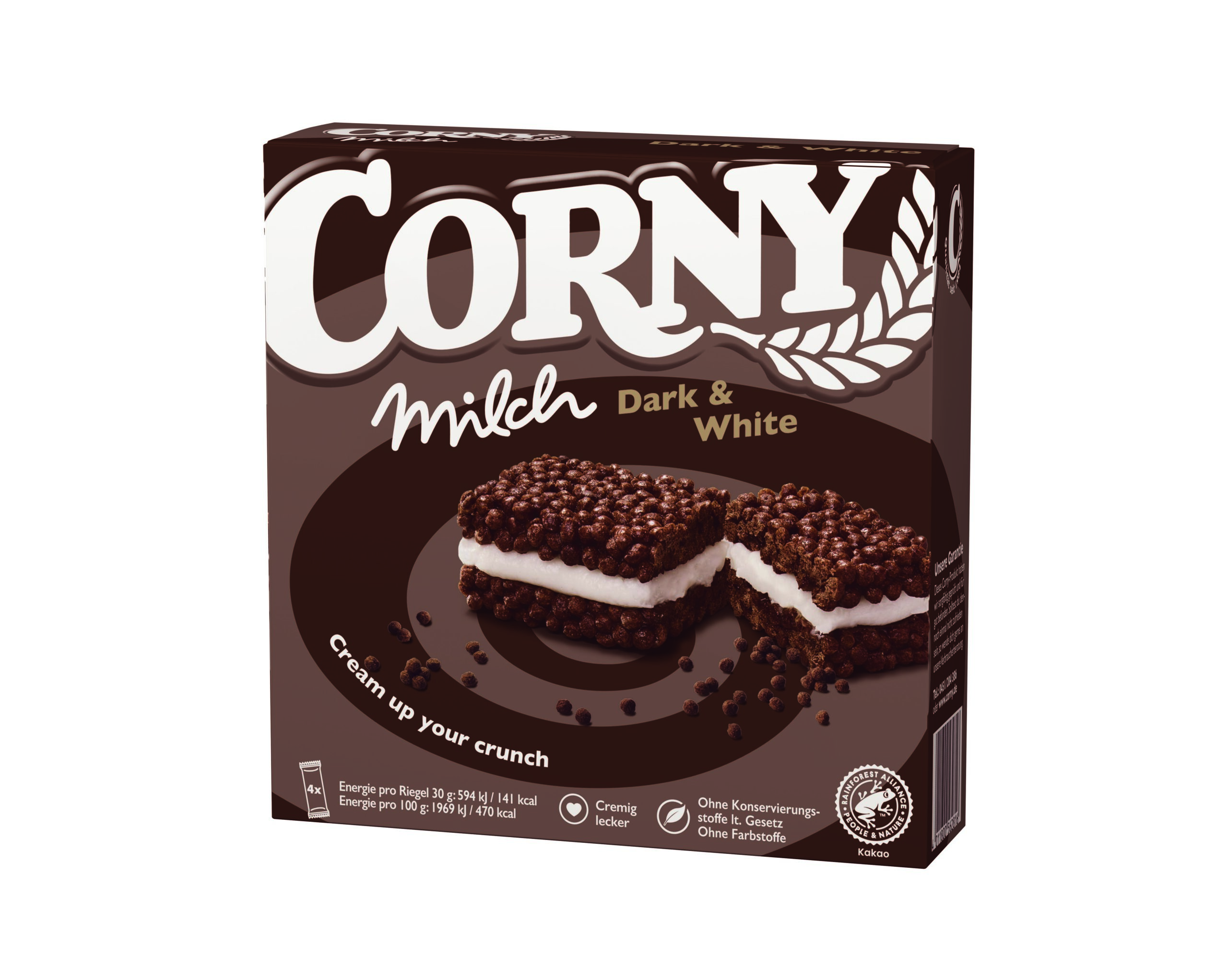 Corny Milch Dark & white 4x30g Packung Ausverkauf
