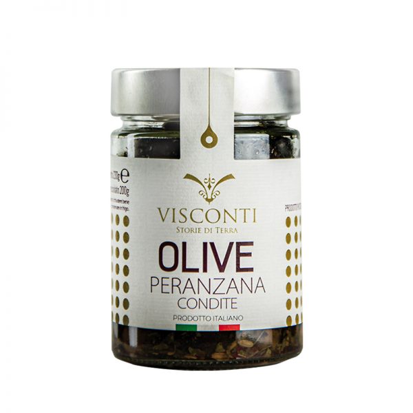 Visconti gewürtzte Peranzana-Oliven 230g Glas