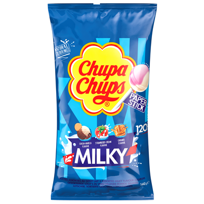 Chupa Chups Milky Nachfüllbeutel Smooth Creamy 120 Lutscher Lolly 1440g Beutel