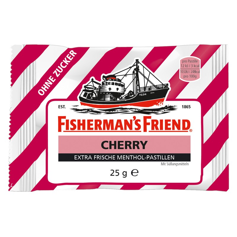 Fishermans Friend, Cherry ohne Zucker, 24 Beutel, 600g, Packung