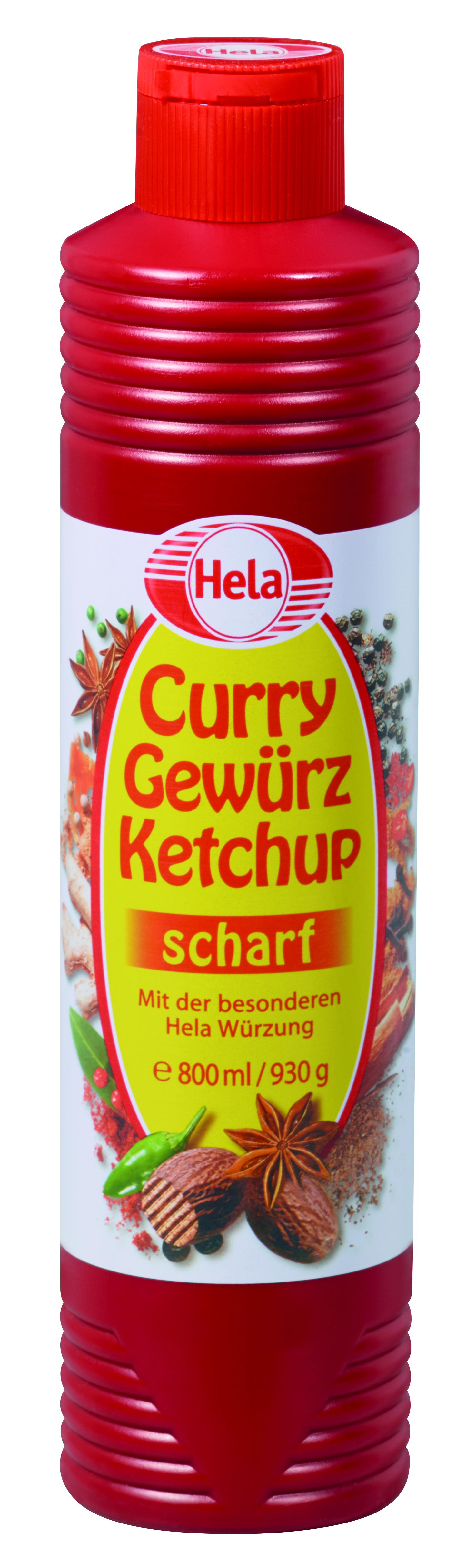 Hela Curry Gewürz Ketchup scharf 800ml Flasche