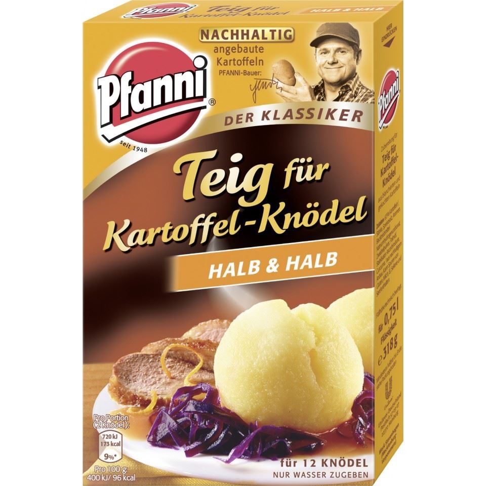 Pfanni. Kartoffel Knödel-Teig, halb & halb, Klassiker, 318g, Packung