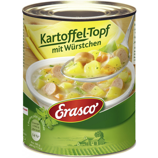 ERASCO Kartoffel-Topf mit Würstchen 800g Dose