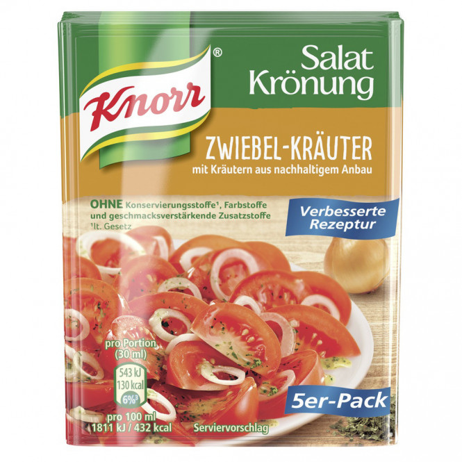 Knorr, Salatkrönung, Zwiebel-Kräuter, 5x 8g, Beutel