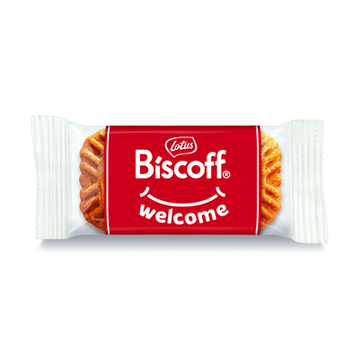 Lotus Biscoff Original Karamellgebäck Welcome-Aufdruck, 300 Einzelportionen - 3 Kartons