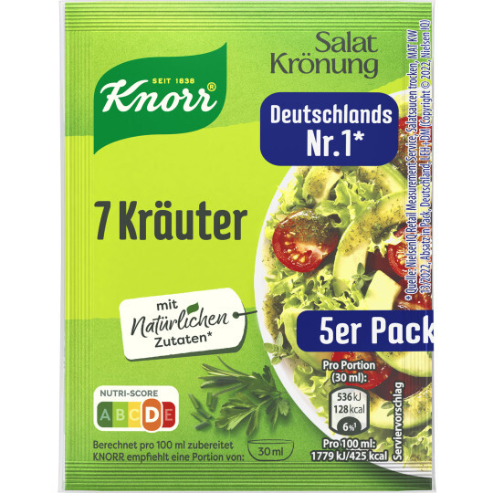 Knorr Salatkrönung 7-Kräuter 5er 52g Beutel Knorr Salatkrönung 7-Kräuter 5er 52g Beutel