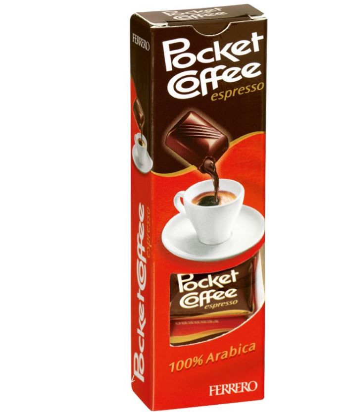 Ferrero, Pocket Coffee Espresso Praline, 744g, 12 Riegel à 5 Pralinen, Packung