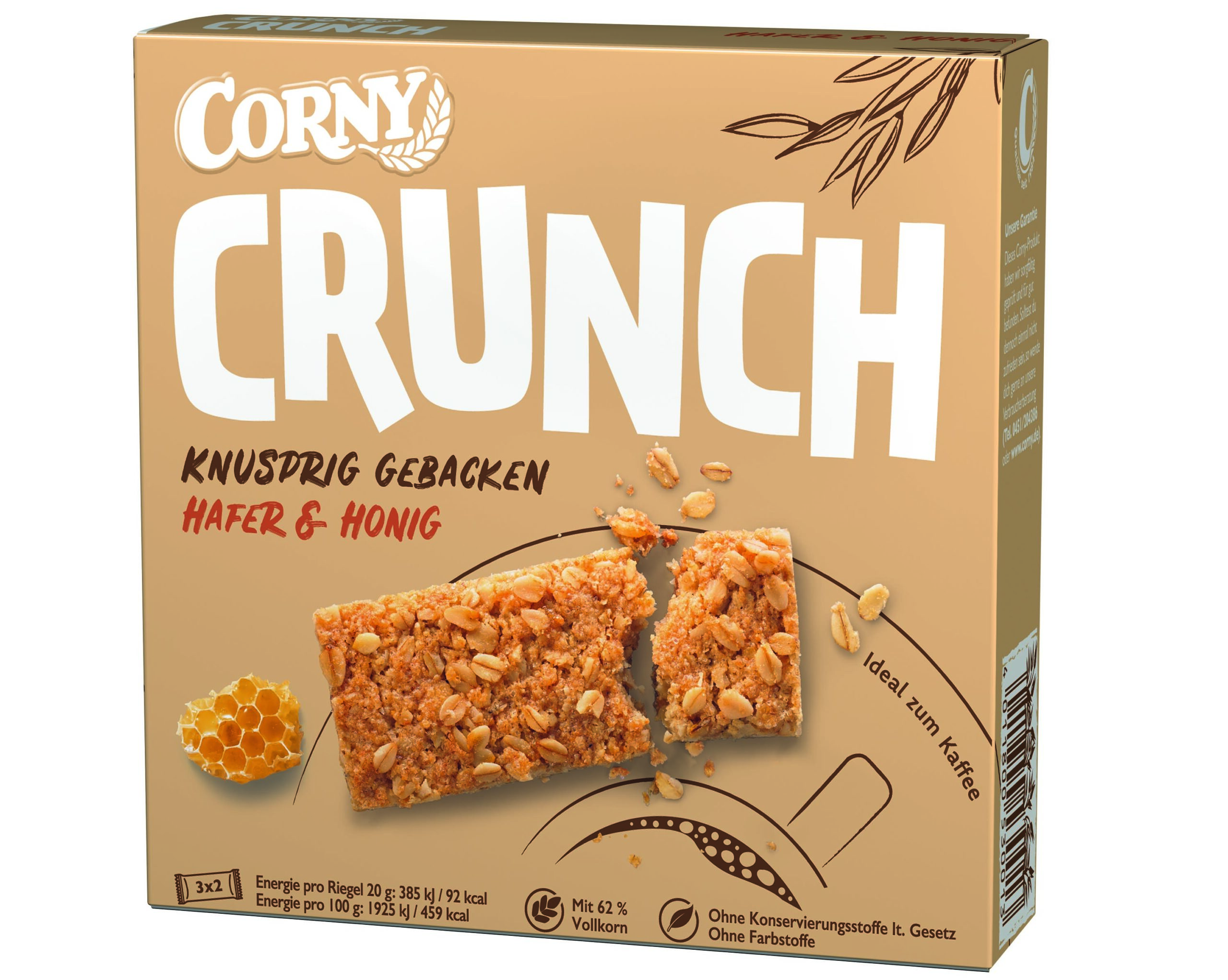 Corny Crunch Hafer & Honig 3xDoppelriegel 120g Packung