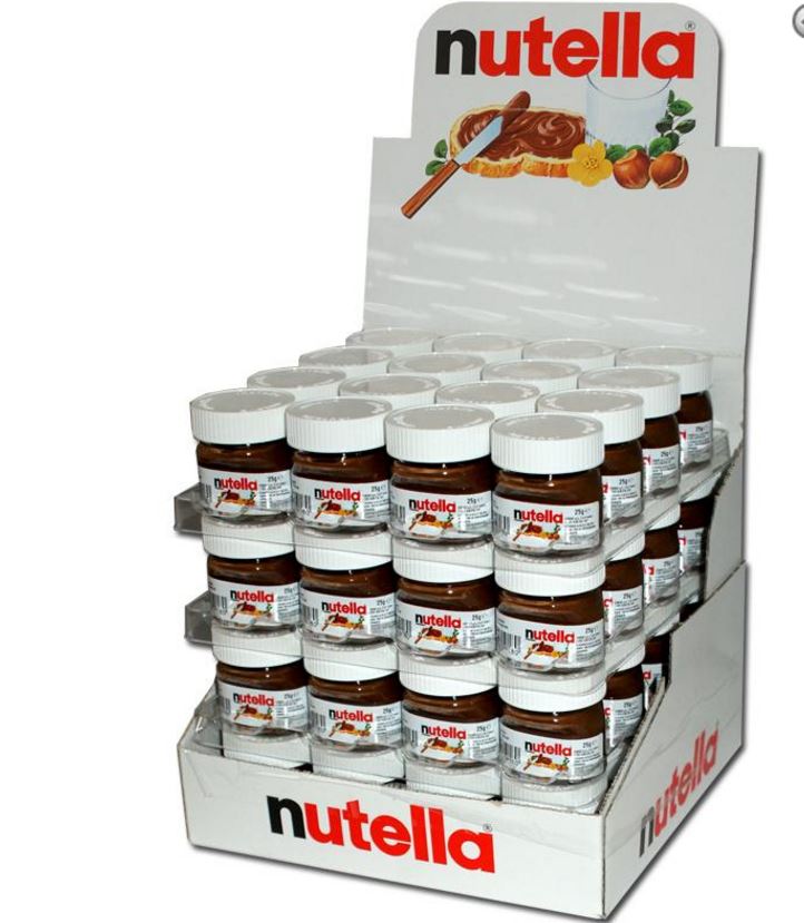 Ferrero, Nutella, Brotaufstrich, 64 x 25g Gläschen, Portionen, Karton