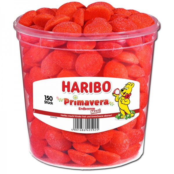 Haribo Primavera Erdbeeren 150 Stück - 1,05Kg Dose