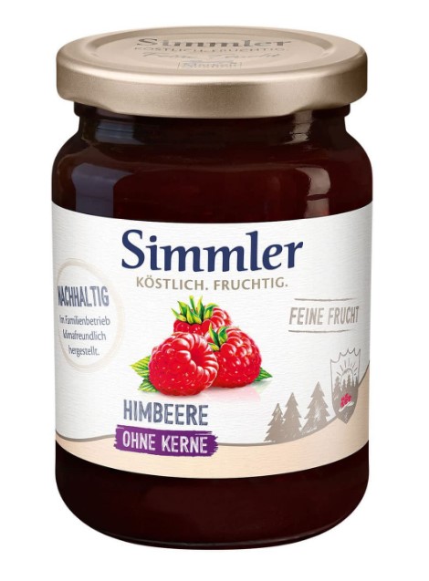 Simmler Feine Frucht Himbeere kernlos  225g kleines Glas