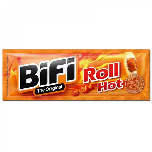 Bifi Roll Hot - Snack - Salami - Weizen-Gebäck 24 Stück Packung