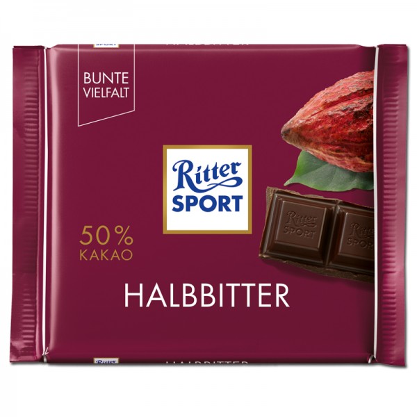 Ritter Sport Halbbitter 50% Kakao 100g Tafel