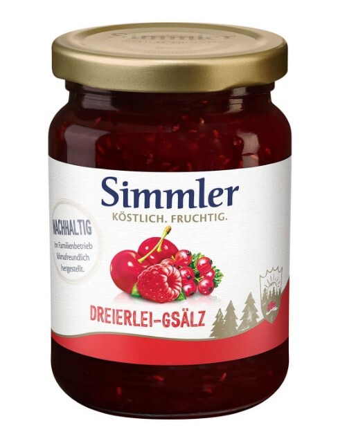 Simmler Dreierlei-Gsälz 225g kleines Glas Simmler Dreierlei-Gsälz 225g kleines Glas