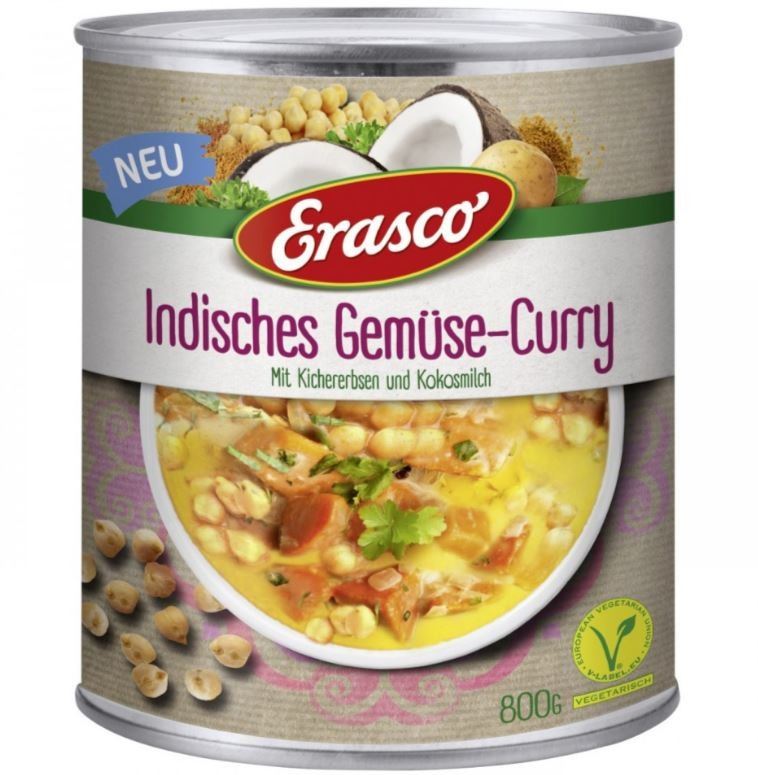 Erasco, Indisches Gemüse-Curry, vegan, 800g, Dose