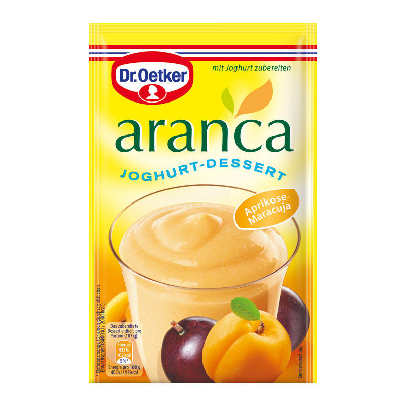 Dr. Oetker Aranca Aprikose-Maracuja Joghurt-Dessert 78g Beutel Dr. Oetker Aranca Aprikose-Maracuja Joghurt-Dessert 78g Beutel