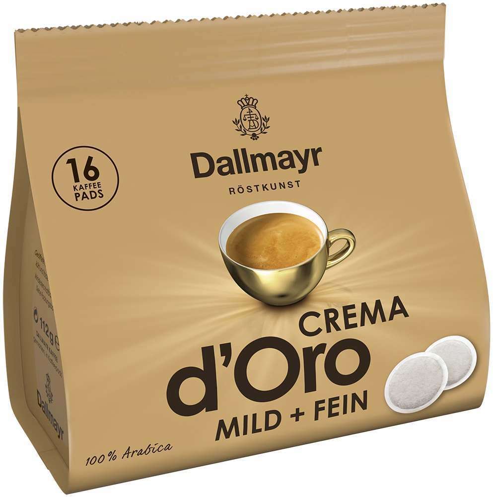 Dallmayr,  Crema D'Oro, Mild & Fein, 16 Pads, 112g, Beutel