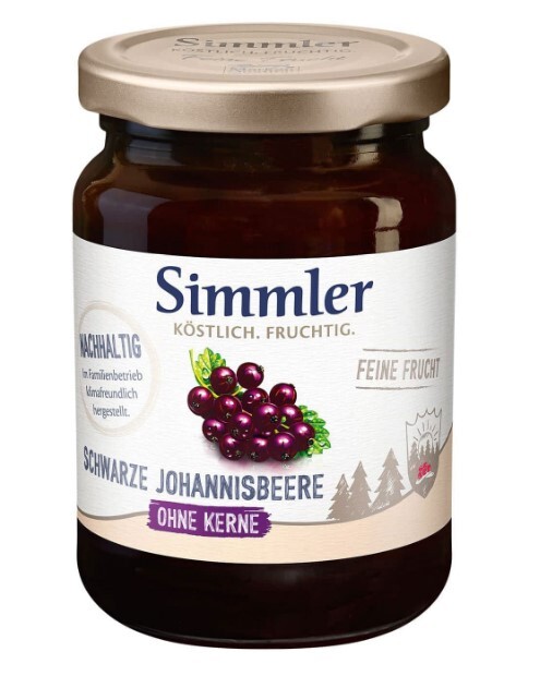 Simmler Feine Frucht Schwarze Johannisbeere 225g kleines Glas Simmler Feine Frucht Schwarze Johannisbeere 225g kleines Glas
