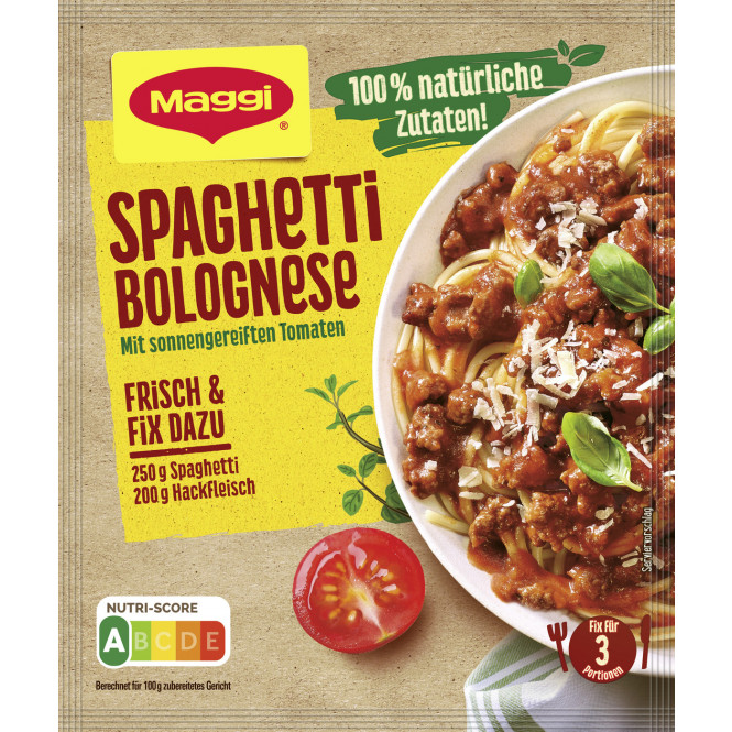 Maggi Fix, Spaghetti Bolognese, 100 Prozent natürliche Zutaten, 36g, Beutel