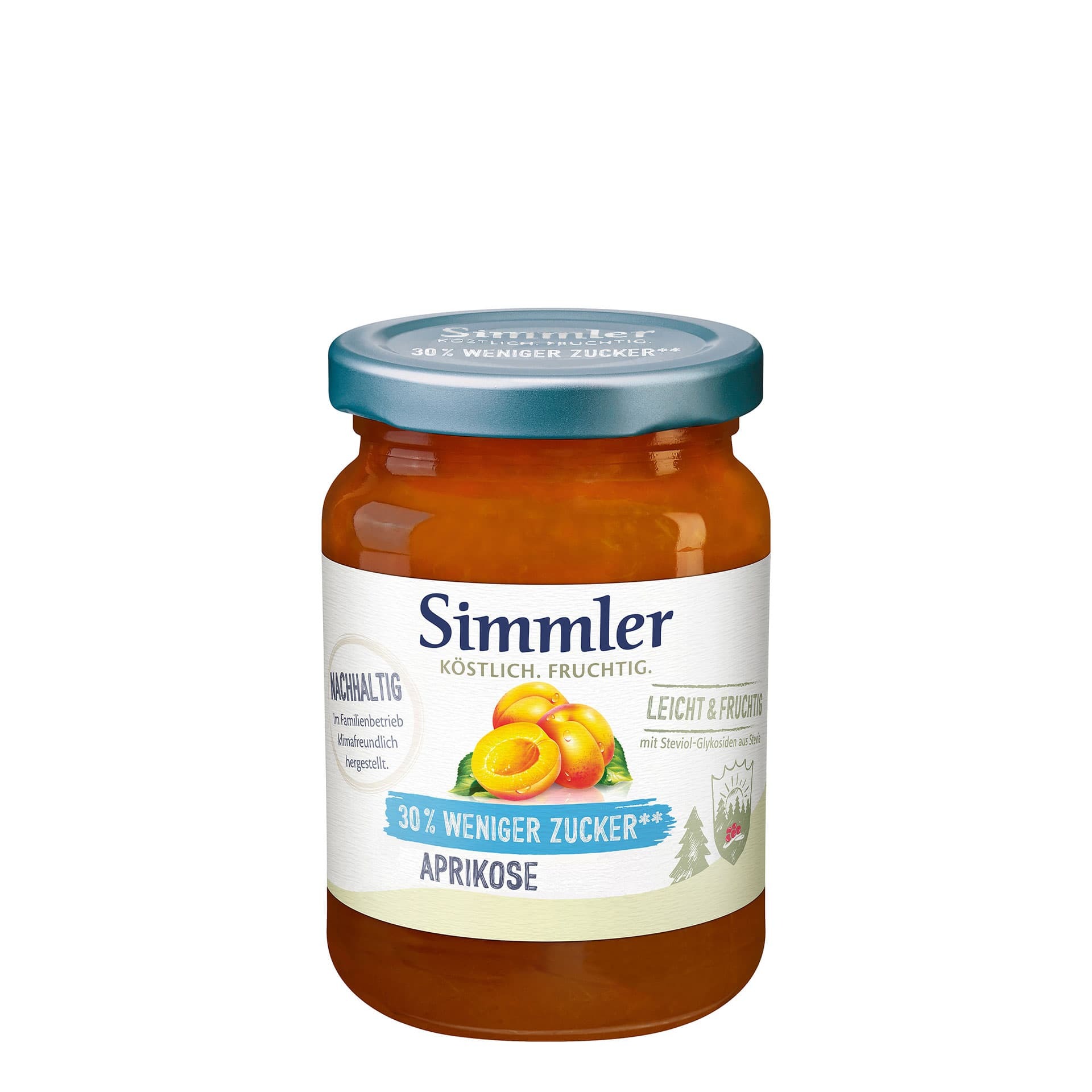 Simmler Aprikose leicht & fruchtig Zucker reduziert 215g Glas Simmler Aprikose leicht & fruchtig Zucker reduziert 215g Glas