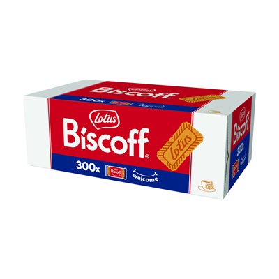 Lotus Biscoff Original Karamellgebäck Welcome-Aufdruck, 300 Einzelportionen - 3 Kartons