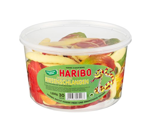 Haribo Anaconda Riesen-Schlangen - Fruchtgummi 30 Stk 1.2 Kg Dose